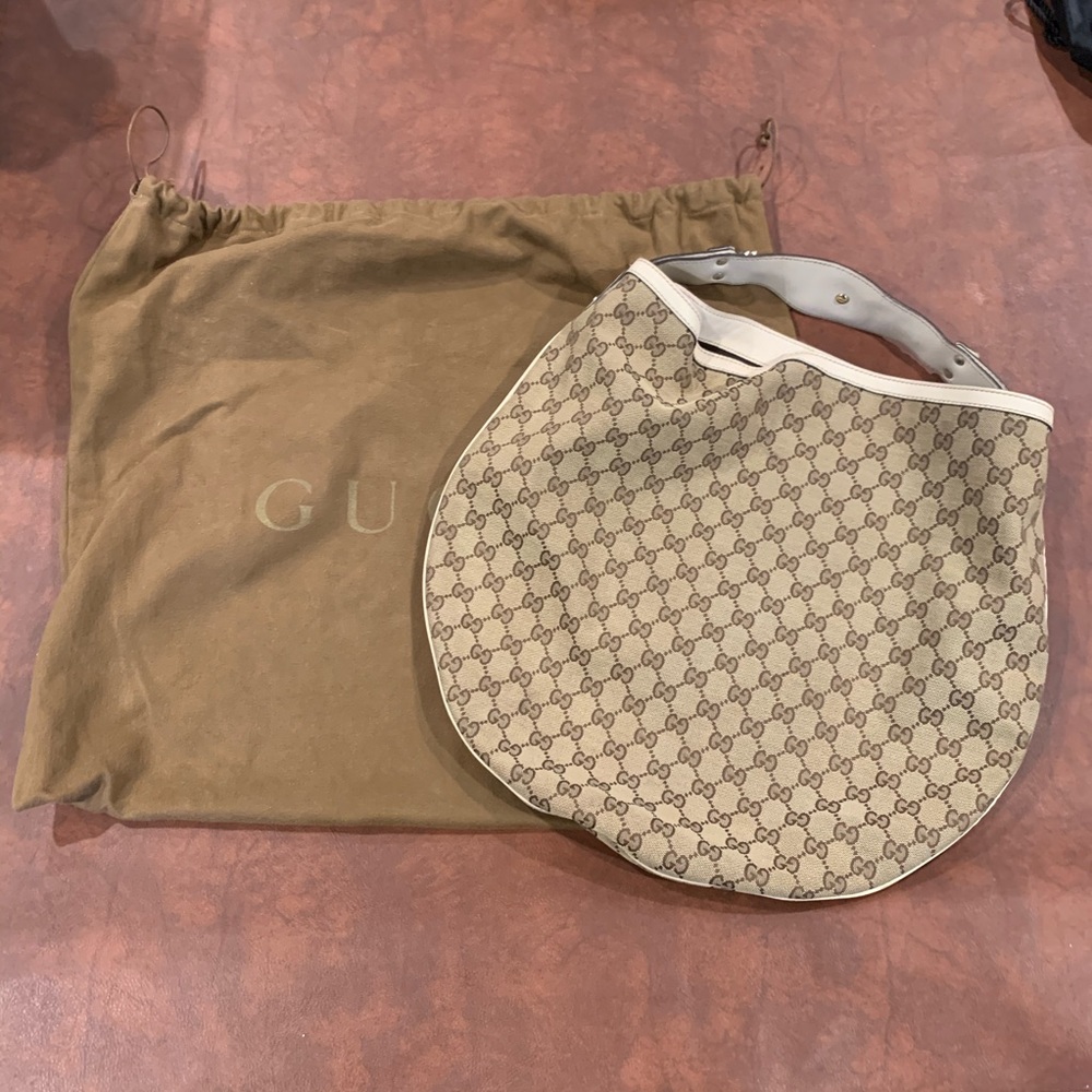 Gucci Monogram Wave Hobo in Cream/Brown